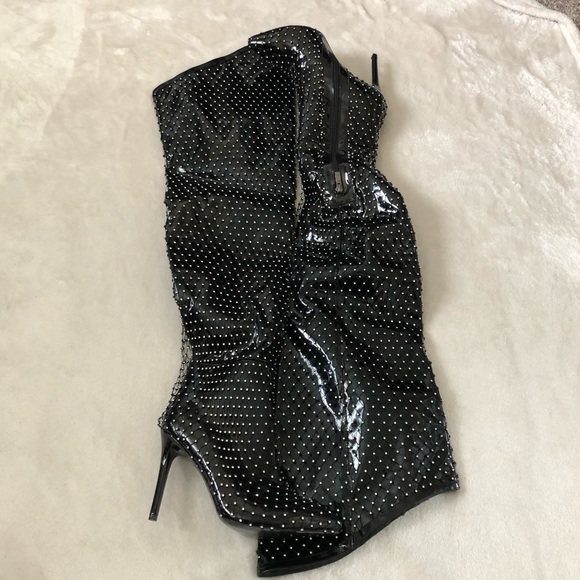 rhinestone fishnet thigh highs